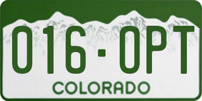 CO license plate 016OPT