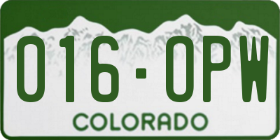 CO license plate 016OPW