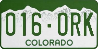 CO license plate 016ORK