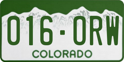 CO license plate 016ORW