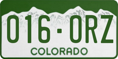CO license plate 016ORZ