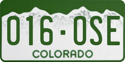 CO license plate 016OSE