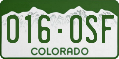CO license plate 016OSF