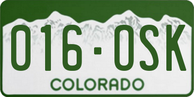 CO license plate 016OSK