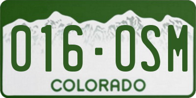 CO license plate 016OSM