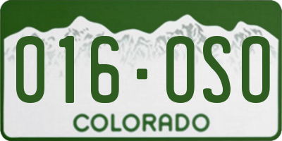 CO license plate 016OSO