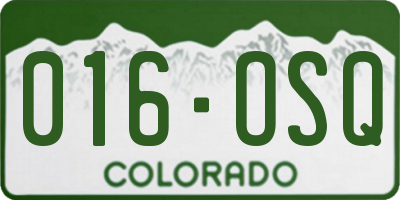 CO license plate 016OSQ