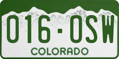CO license plate 016OSW
