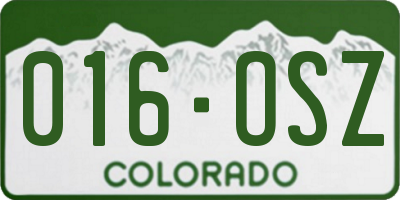CO license plate 016OSZ