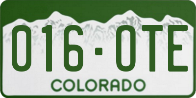 CO license plate 016OTE