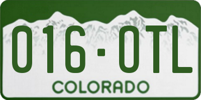 CO license plate 016OTL