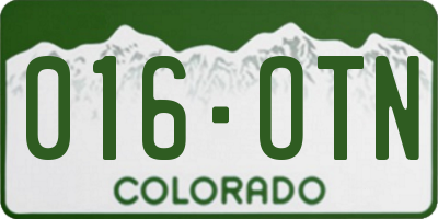 CO license plate 016OTN