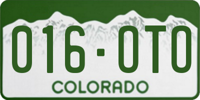 CO license plate 016OTO