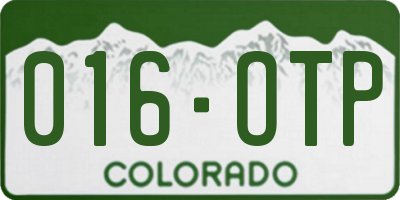 CO license plate 016OTP