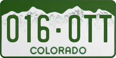 CO license plate 016OTT