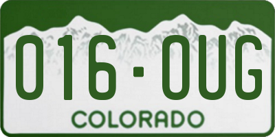 CO license plate 016OUG
