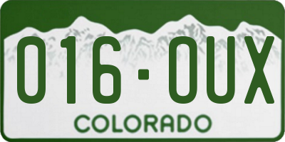 CO license plate 016OUX