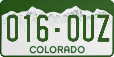 CO license plate 016OUZ