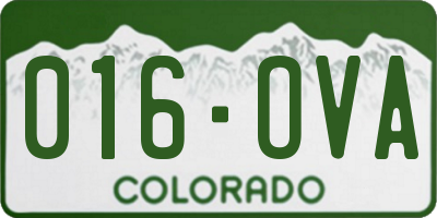 CO license plate 016OVA