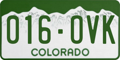CO license plate 016OVK