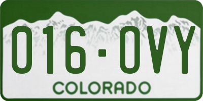 CO license plate 016OVY