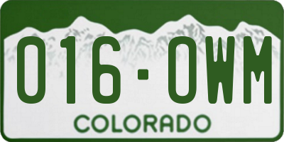 CO license plate 016OWM