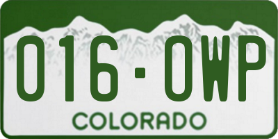 CO license plate 016OWP