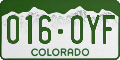 CO license plate 016OYF