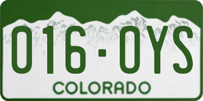 CO license plate 016OYS