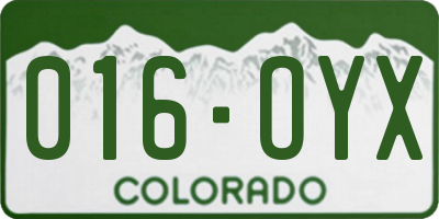 CO license plate 016OYX