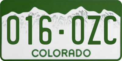 CO license plate 016OZC