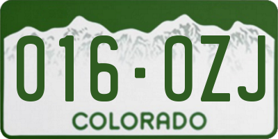CO license plate 016OZJ