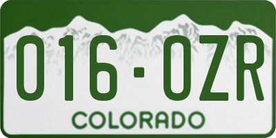 CO license plate 016OZR