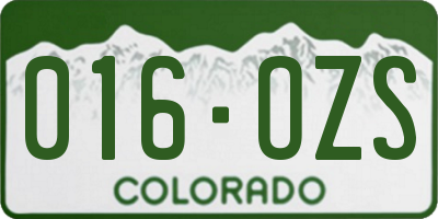 CO license plate 016OZS