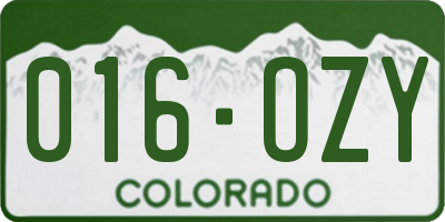 CO license plate 016OZY