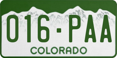 CO license plate 016PAA