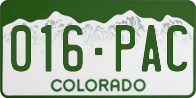 CO license plate 016PAC