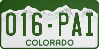 CO license plate 016PAI