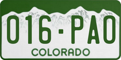 CO license plate 016PAO
