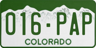 CO license plate 016PAP
