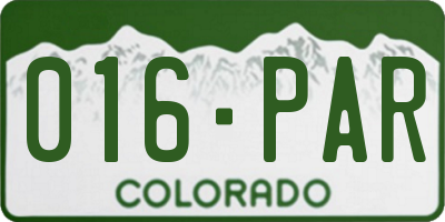 CO license plate 016PAR