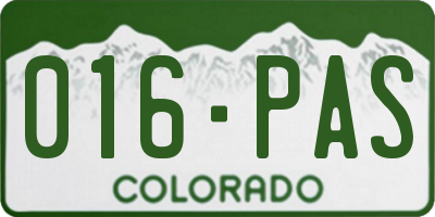 CO license plate 016PAS