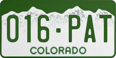 CO license plate 016PAT