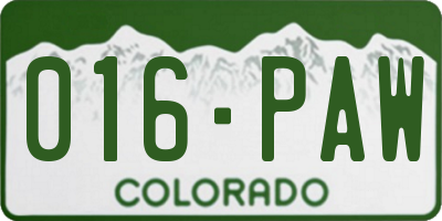 CO license plate 016PAW