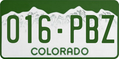 CO license plate 016PBZ