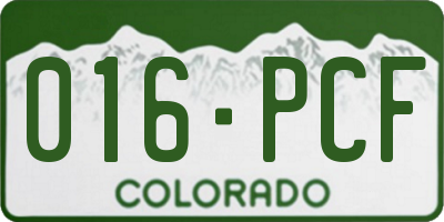 CO license plate 016PCF