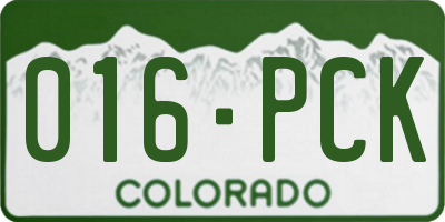 CO license plate 016PCK