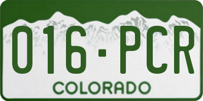 CO license plate 016PCR