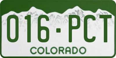 CO license plate 016PCT