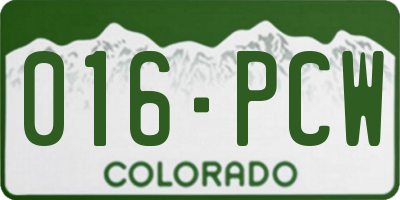 CO license plate 016PCW